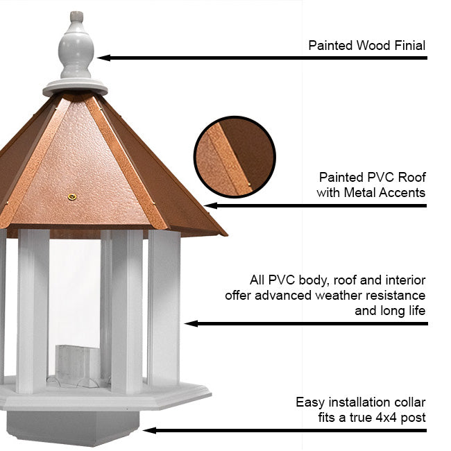Wing & A Prayer Azalea Bird Feeder, Hammered Copper Roof specifications