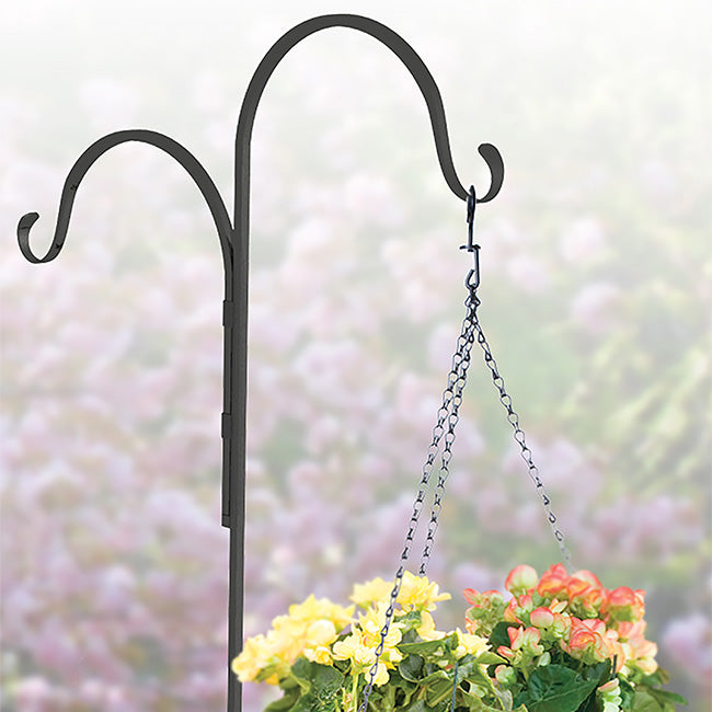 deck hanging plant hook Panacea Forged Adjustable Double Deck Hook, Black – WildBirdPlace.com
