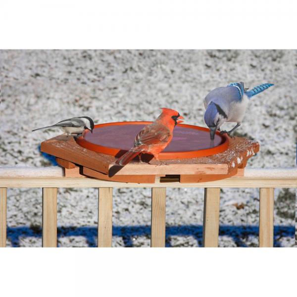 Cedar Heated Deck Mount Bird Bath