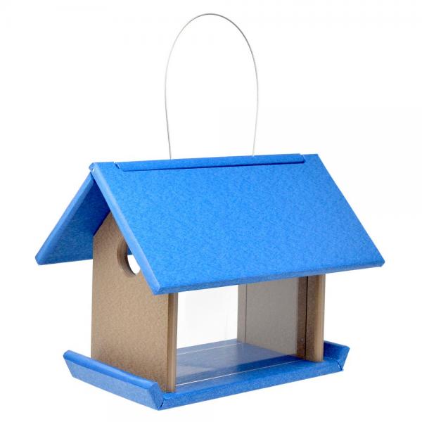 Recycled Plastic Mealworm Feeder Blue and Grey